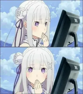 🤭 Emilia Re:Zero anime, mädchen, süß, emilia, re:zero telegram sticker