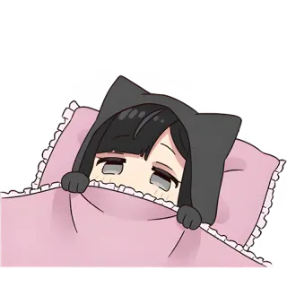 🥱 сонный, одеяло, подушка, милый, аниме telegram sticker