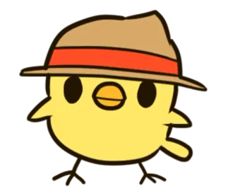 🕵 dessin animé, oiseau, poussin, chapeau, jaune, animal whatsapp sticker