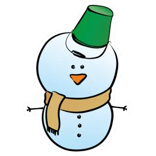 ⛄️ snowman, winter, snow, scarf, bucket hat, cartoon telegram sticker