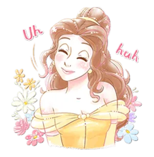 😊 Belle Beauty and the Beast Uh huh Disney, Belle, Beauty and the Beast, princess, cartoon, cute telegram sticker