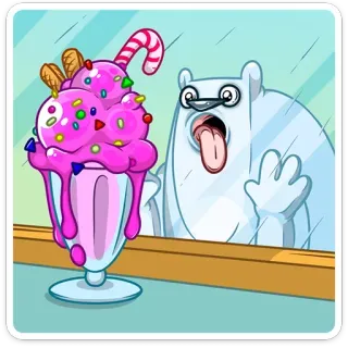 🍦 lody, deser, niedźwiedź polarny, kreskówka, smakołyk, jedzenie, cukierek telegram sticker