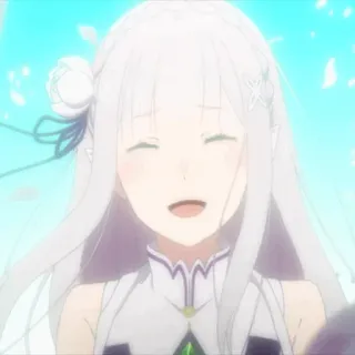 🤍 Emilia Re:Zero Anime, Ragazza, Carina, Sorriso, Capelli bianchi, Emilia telegram sticker