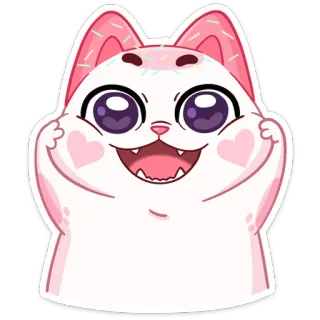 😛 고양이, 귀여운, 카와이, 스티커, 만화, 분홍색 telegram sticker