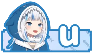 🔤 Gawr Gura U Anime, Squalo, Vtuber, Kawaii, Carino, Hololive telegram sticker