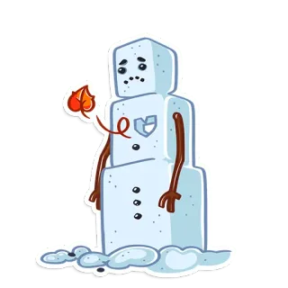 💔 pupazzo di neve, che si scioglie, triste, inverno, stagionale, cartone animato telegram sticker