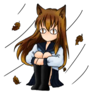 🍂 Anime, Dziewczyna, Kocie uszy, Mundur szkolny, Słodki, Kreskówka telegram sticker