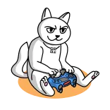 🎮 cat, gaming, controller, cartoon, animal telegram sticker