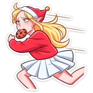 🏃‍♂️ cartone animato, biscotto, corsa, natale, carino, elfo, ragazza telegram sticker