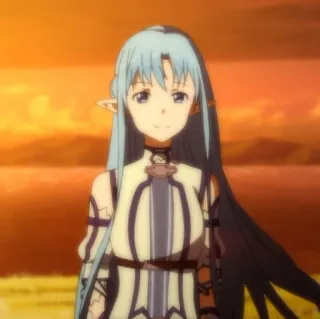 😊 Asuna Yuuki Sword Art Online Anime, Dziewczyna, Postać, Elf, Uśmiech, Ładna telegram sticker