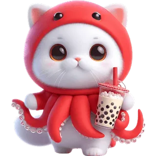 Кот-кальмар @Nyasticks telegram stickers