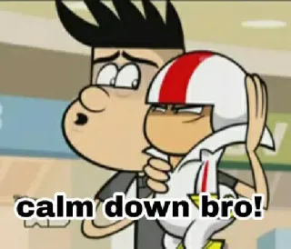 🤔 Kick Buttowski Kick Buttowski: Suburban Daredevil calm down bro! мультфильм, шлем, сорвиголова, анимация, братан telegram sticker