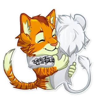 🤗 chat, lion, câlin, animaux, amitié whatsapp sticker