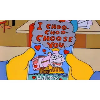 ❤️ I CHOO-CHOO-CHOOSE YOU. HAPPY valentine's day, choo choo, train, the simpsons, cartoon, love, hearts telegram sticker