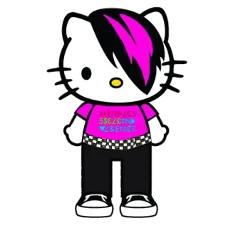 👩‍🎤 Hello Kitty WINNIES $E$$IN' Z & FENCE hello kitty, emo, kawaii, dessin animé, winnie l'ourson, clôture, fanart whatsapp sticker