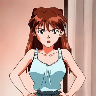🤨 Asuka Langley Soryu Neon Genesis Evangelion anime, cartoon, tv show, portrait, character, teenager telegram sticker