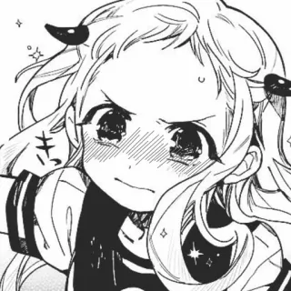😳 きっ Anime, Manga, Dziewczyna, Rogi, Czarno-białe, Słodkie, Szczęśliwy telegram sticker