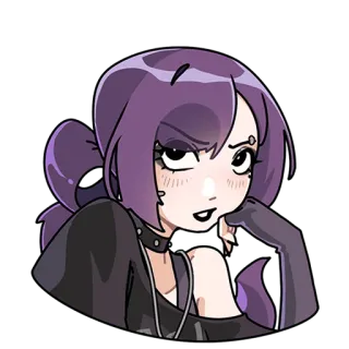 🤨 Anime, Kartun, Stiker, Karakter, Rambut ungu, Wanita telegram sticker