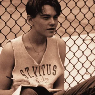 🌻 ST.VITUS Leonardo DiCaprio, young, teen, basketball, actor, diary, writing telegram sticker