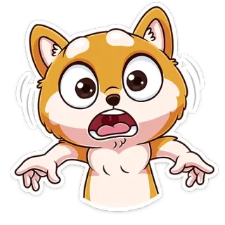 😱 cartone animato, cane, spaventato, sorpreso, animale, scioccato, emozioni whatsapp sticker