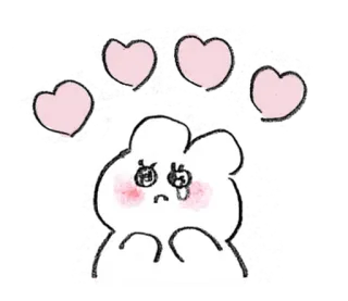 💭 imut, kelinci, sedih, hati, kartun, kawaii telegram sticker