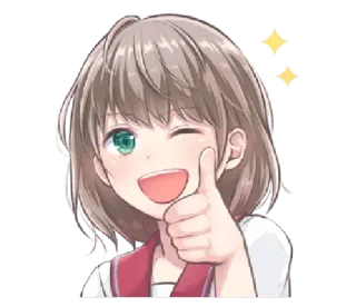 👍 anime, girl, thumbs up, sticker, cute, wink whatsapp sticker