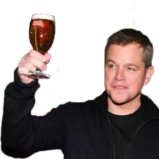 😒 Matt Damon actor, celebrity, beer, alcohol, man, drink whatsapp sticker