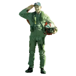 🫡 pilote, militaire, uniforme, salut, avion de chasse whatsapp sticker