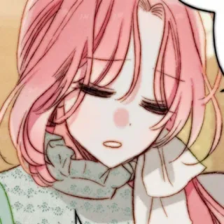 🎀 Anime, Mädchen, pinke Haare, traurig, müde, Manga telegram sticker
