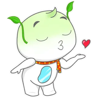 😘 imut, kawaii, tanaman, hati, cinta, ciuman, kartun telegram sticker