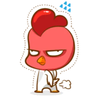 😧 pollo, cartone animato, animale, personaggio, uccello, carino whatsapp sticker