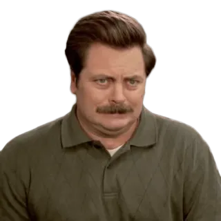 😖 Ron Swanson Parks and Recreation Ron Swanson, Parks and Recreation, Nick Offerman, Wyraz twarzy, NBC telegram sticker