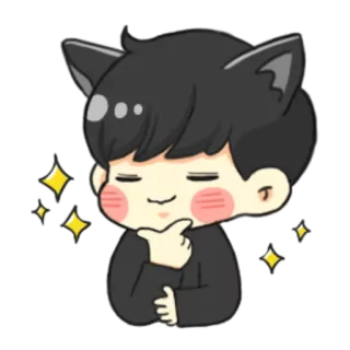 ✨ telinga kucing, berkilau, imut, chibi, anime, kartun, kawaii whatsapp sticker