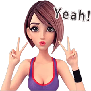 ✌ Yeah! женщина, мультфильм, да, девушка, знак мира, знак победы telegram sticker