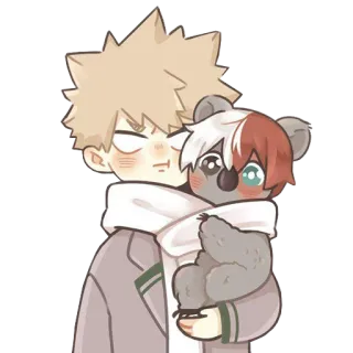 ❤️ Bakugo My Hero Academia Anime, Koala, Schattig, Bakugo, Todoroki, Fanart telegram sticker