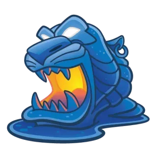 😣 animal, monstre, bleu, lion, créature, fantaisie, mythique, bête telegram sticker