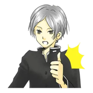 😊 Anime, Daumen hoch, Positiv, Zustimmung, Charakter, Schuluniform telegram sticker