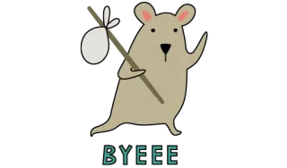 🐭 BYEEE ratón, adiós, animal, dibujo animado, lindo, despedida whatsapp sticker