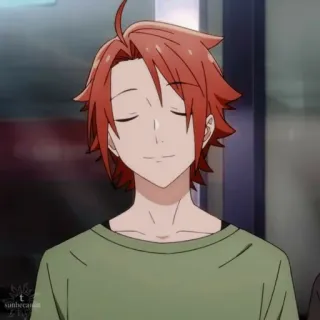 😌 Anime, Pelirroja, Sonriendo, Masculino, Personaje telegram sticker