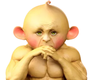 🤨 charakter, muskel, seltsam, gruselig, baby, komisch, deformiert whatsapp sticker
