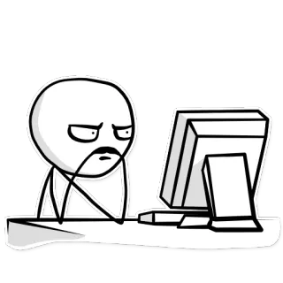 💻 computer, meme, frustration, bored, internet, stick figure telegram sticker