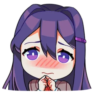 🥺 Yuri Doki Doki Literature Club! Anime, Garota, Corar, Fofo/a, Nervoso/a, Doki Doki telegram sticker
