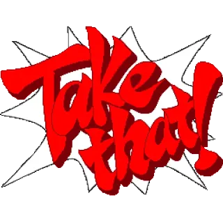 ❗ Take that! exclamação, frase, vermelho, balão de fala, toma essa telegram sticker