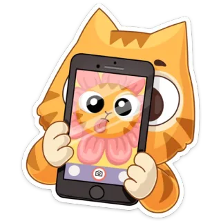 😛 猫, 花, 自拍, 手机, 卡通, 贴纸 telegram sticker