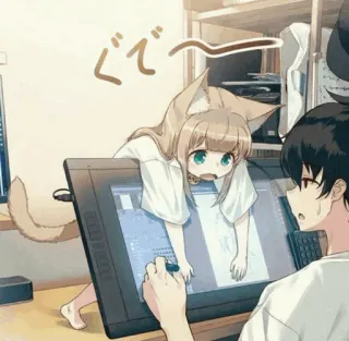 🧡 ぐで～ anime, kocica, słodkie, sztuka, rysunek telegram sticker