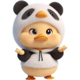 🤷‍♂ pato, panda, lindo, dibujos animados, animal, bebé telegram sticker