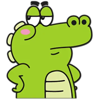 😒 cartoon, crocodile, animal, sticker, cute, green telegram sticker