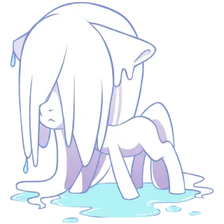 ☔ poney, triste, pleure, dessin animé, animal, bleu telegram sticker