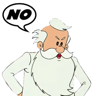 👎 NO cartoon, no, angry, refusal, old man whatsapp sticker