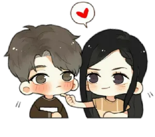 😊 cartoon, love, couple, cute, heart telegram sticker